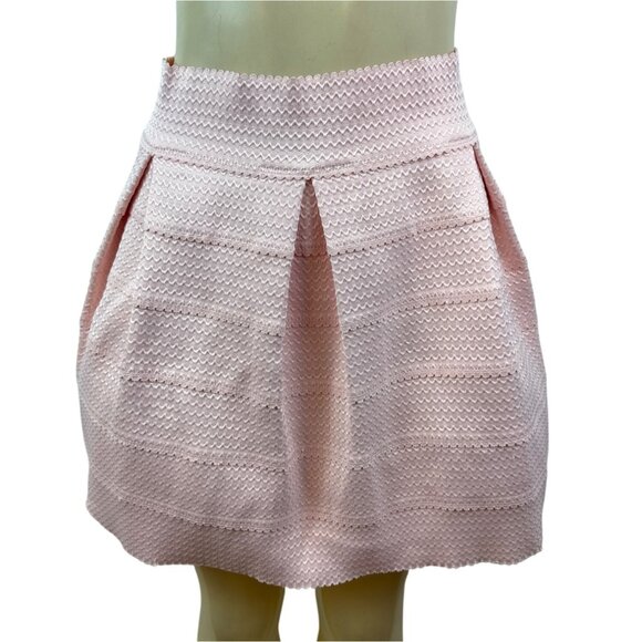 Honey Punch Light Pink Textured & Pleated Mini Bubble Skirt Size L - Picture 1 of 6